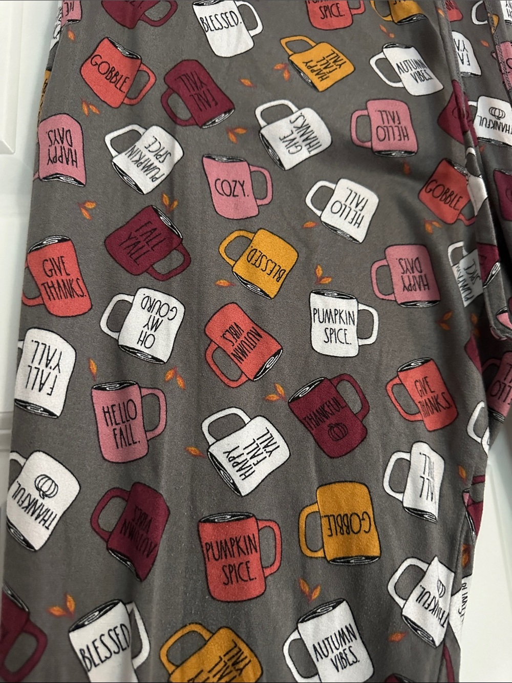 Rae Dunn Pajama Bottoms with Coffee Mug Print Size Large - Picture 3 of 6